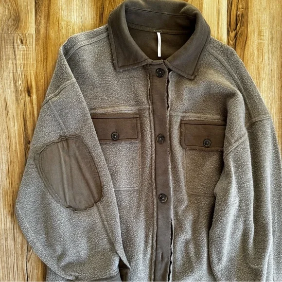 Free People Ruby Oversized Shirt Jacket in Olive Sz S - Picture 5 of 12